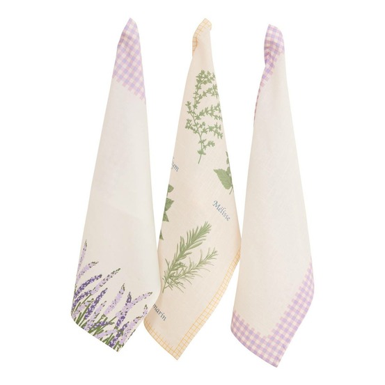 Lot de 3 torchons garrigue 70x45cm en coton