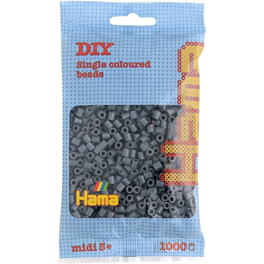 Sachet 1000 perles plastique midi gris foncé