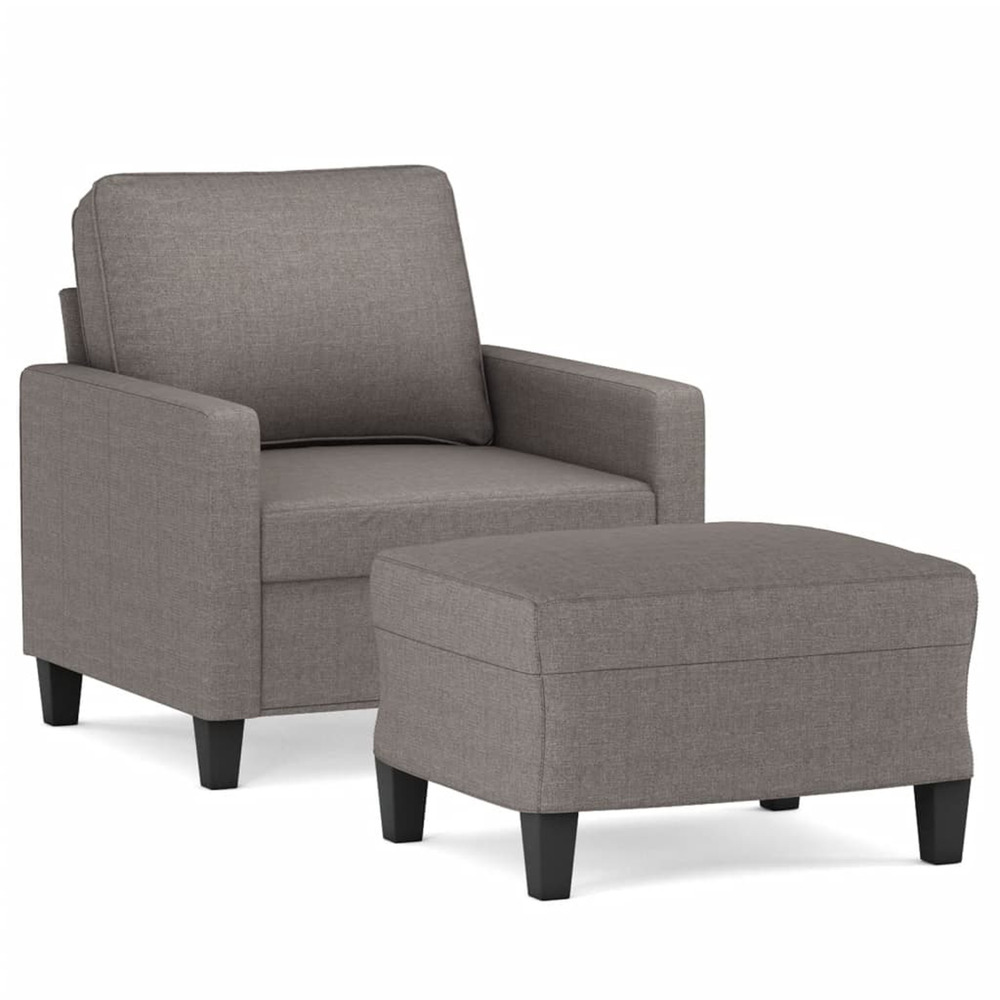 Fauteuil avec repose-pied taupe 60 cm tissu