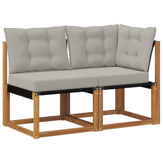 Canapé d’extérieur milieu et coin avec coussin 2 pièce naturel