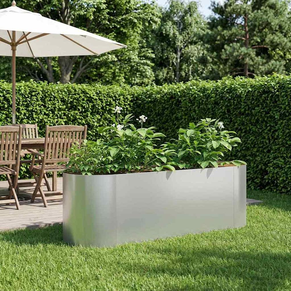 Petit bac potager acier galvanisé balcon terrasse développement racinaire 120x40cm argent