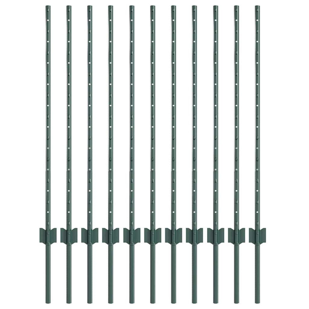 Piquets de clôture 22 pcs vert 100 cm acier