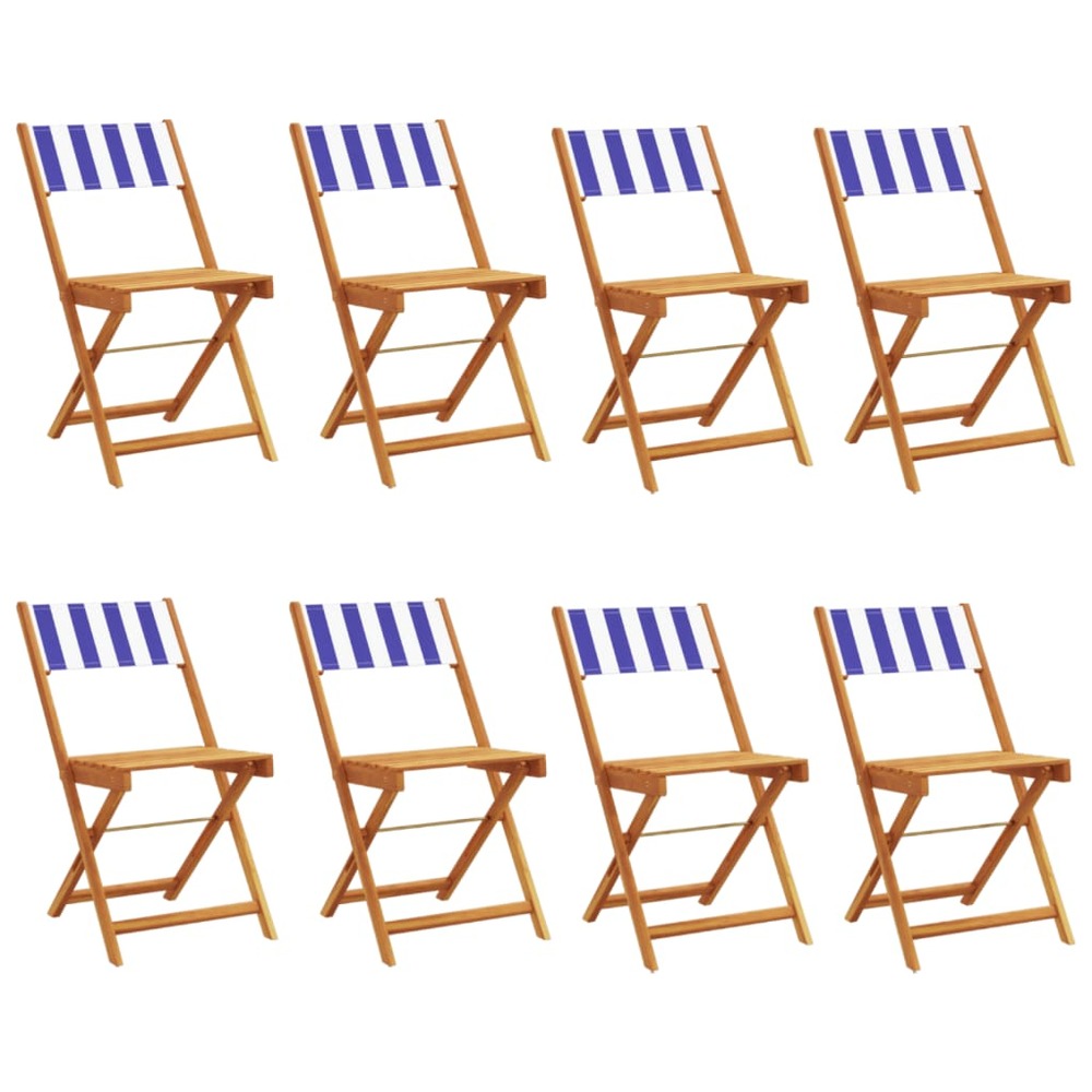 Chaises de jardin pliantes lot de 8 tissu et bois massif