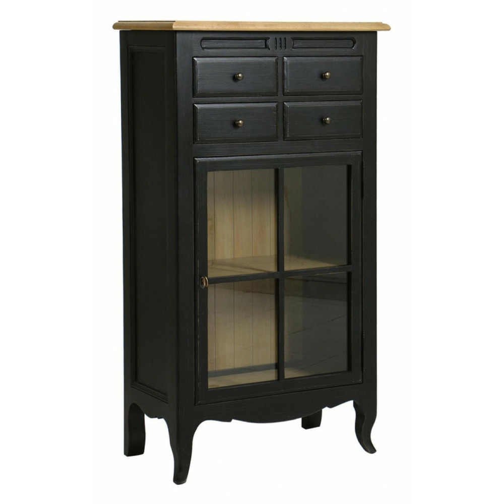 Bibus 1 porte vitrée bois noir - manoir interior's