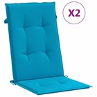 Coussins de chaise de jardin à dossier haut lot de 2 bleu tissu