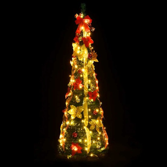 Sapin de noël artificiel escamotable 50 led vert 120 cm