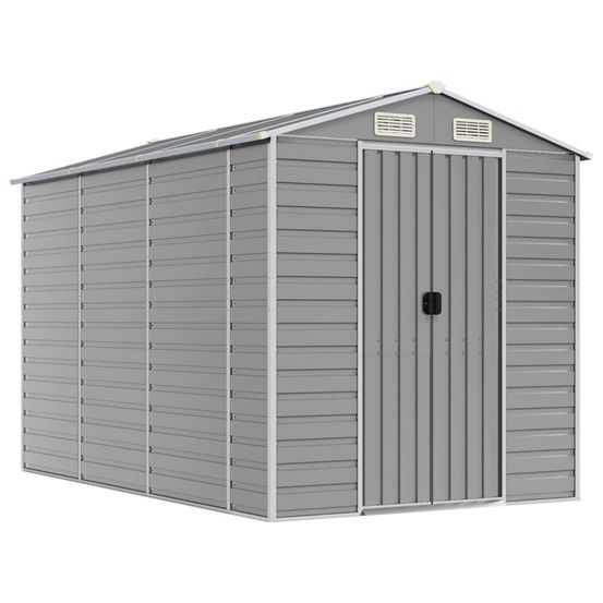 Abri de jardin gris clair 191 x 300 x 198 cm en acier galvanisé