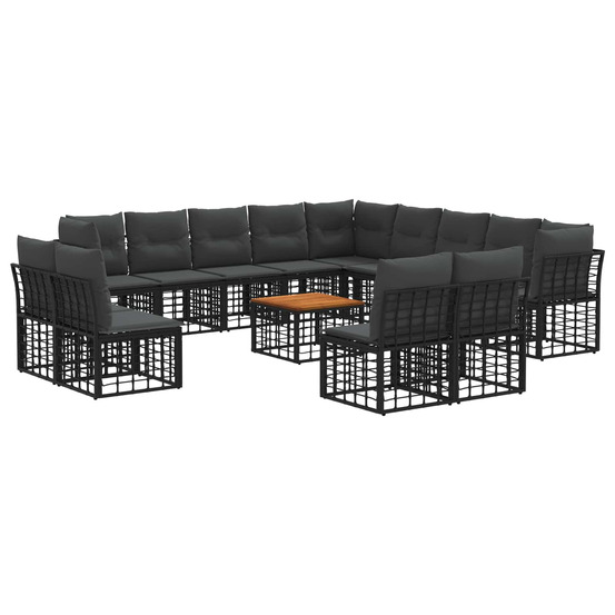 Ensemble de canapés d'extérieur 14 pcs noir et gris foncé
