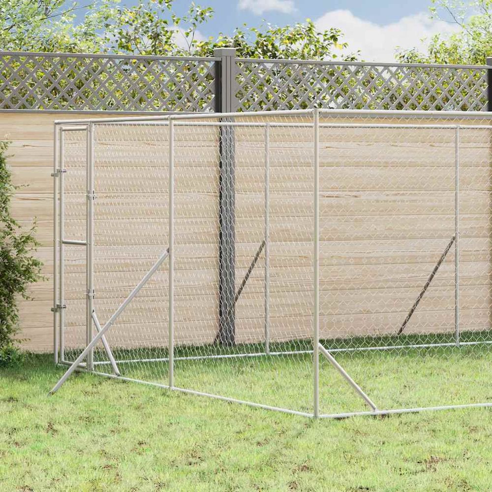 Chenil extérieur acier galvanisé pour chiens et animaux jardin 4x8x2 m
