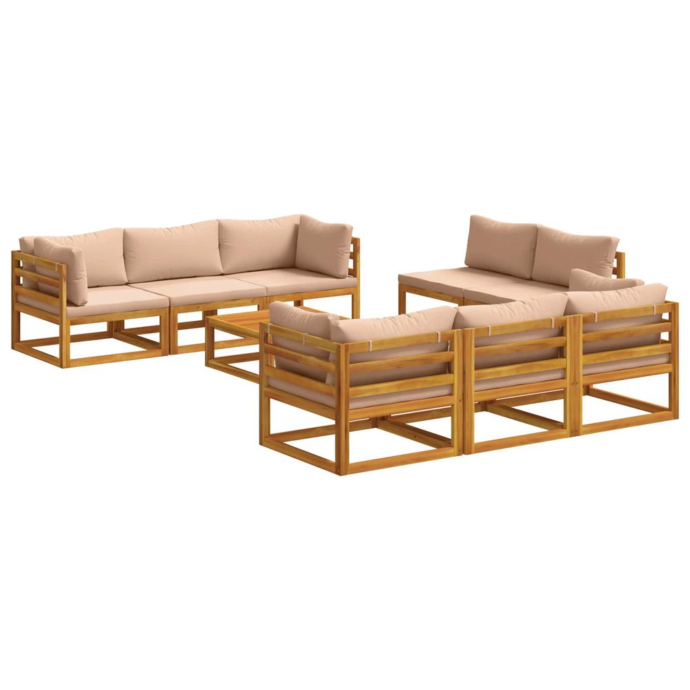 Salon de jardin modulable 9 pièces naturel bois d'acacia massif