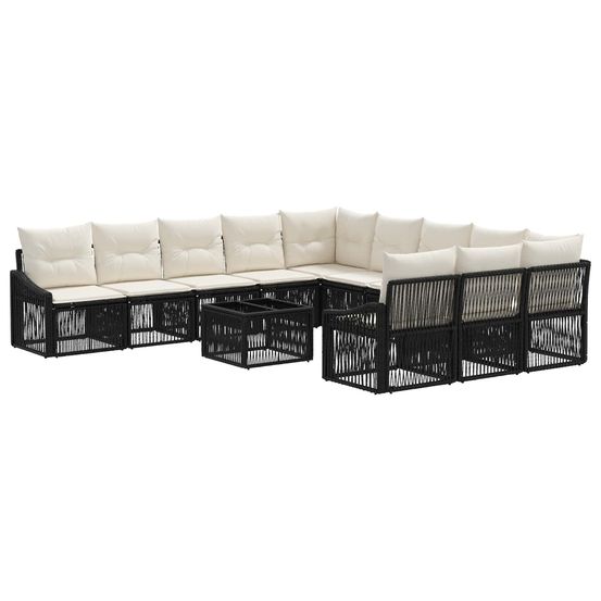 Ensemble de canapé de jardin 12 pc noir polyrotin
