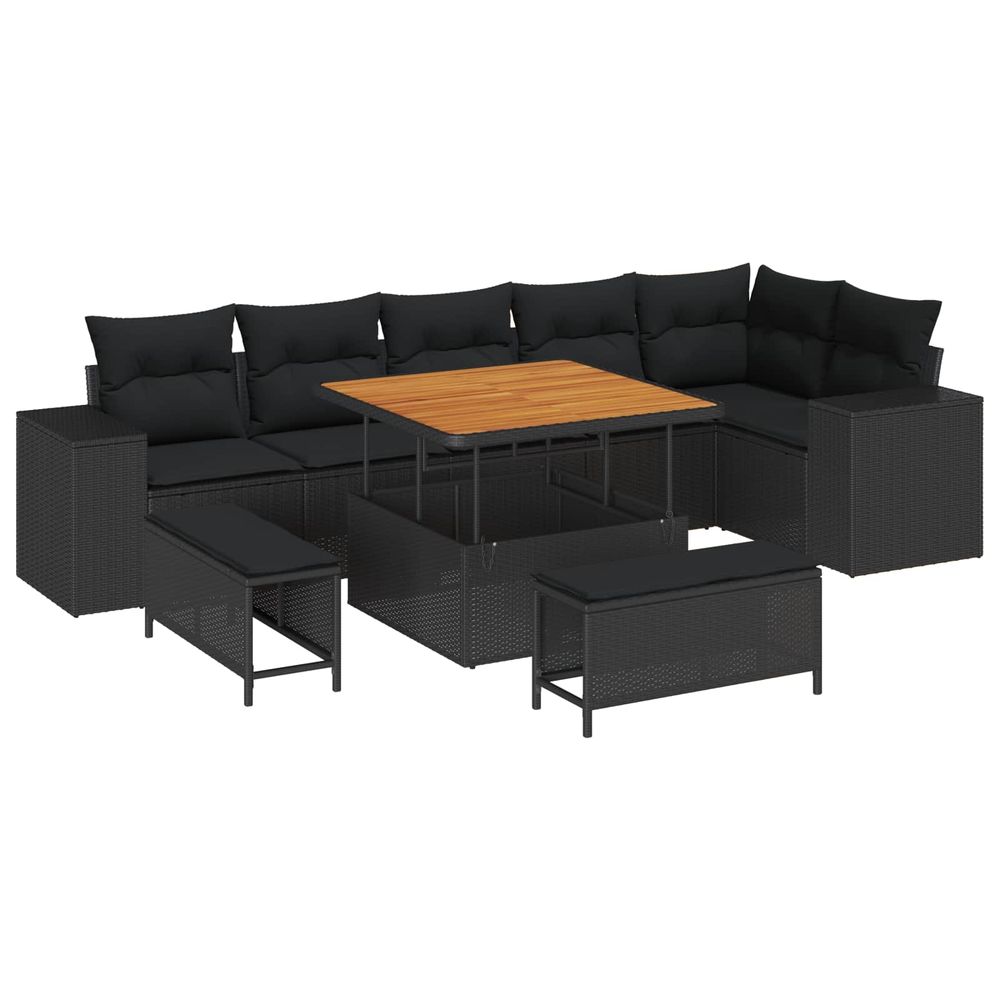 Ensemble de canapé de jardin 9 pc 6-nombre de places noir