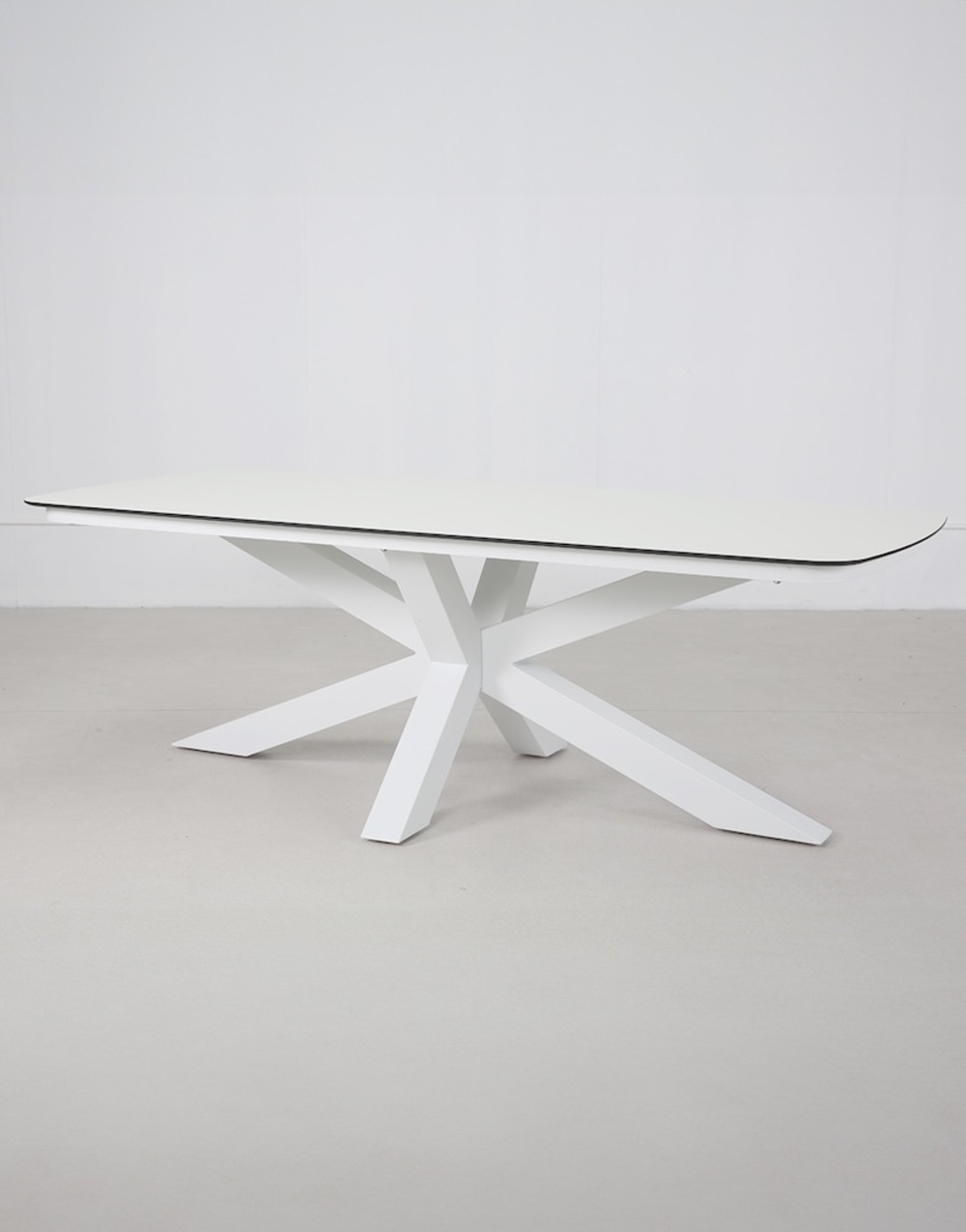 Table à manger en aluminium - singapur - finition blanche - plateau hpl blanc - 8 places