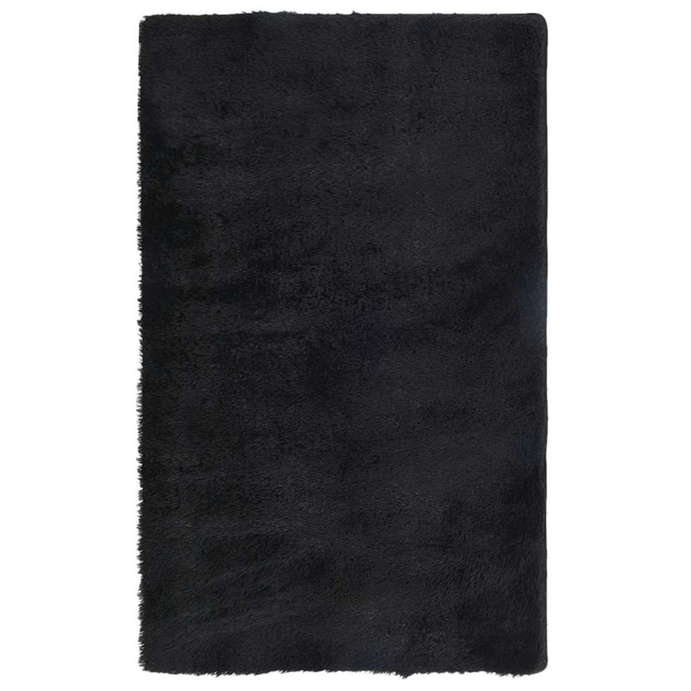 Tapis shaggy à poils longs navarra noir 80x150 cm polyester
