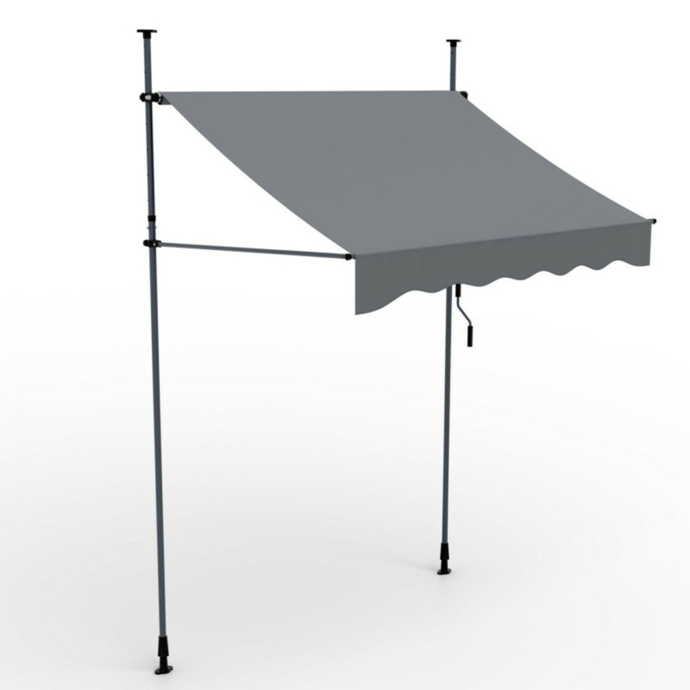 Auvent pour balcon et terasse gris 200x120cm rétractable avec manivelle réglable en hauteur