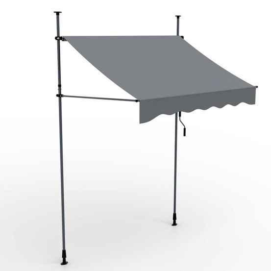 Auvent pour balcon et terasse gris 200x120cm rétractable avec manivelle réglable en hauteur