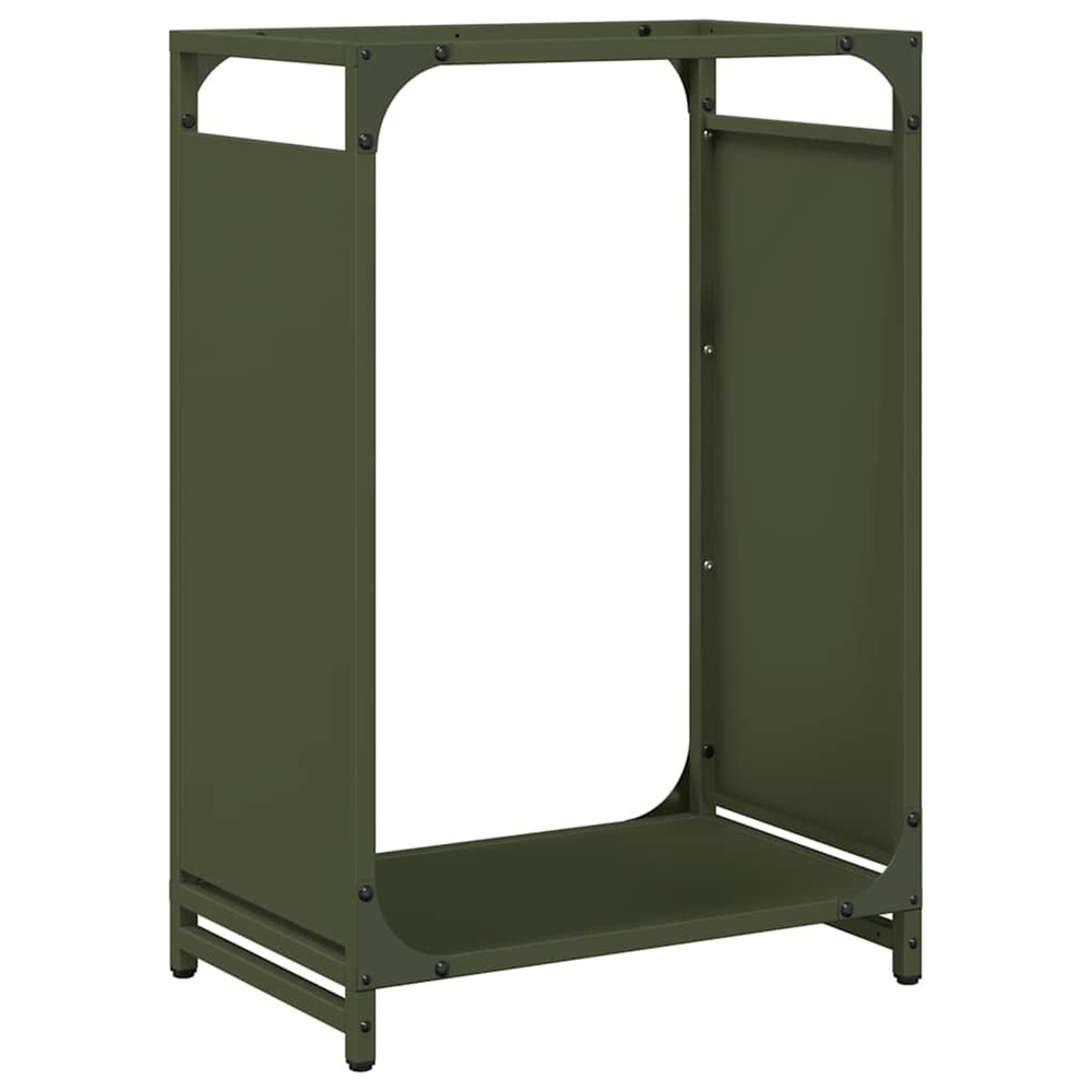 Portant de bois chauffage vert olive 44x28x65 cm