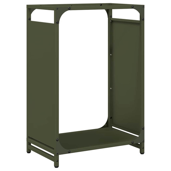 Portant de bois chauffage vert olive 44x28x65 cm
