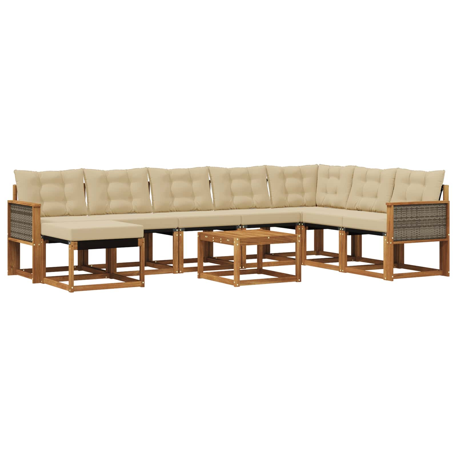 Ensemble de canapés d'extérieur 9 pcs naturel et beige