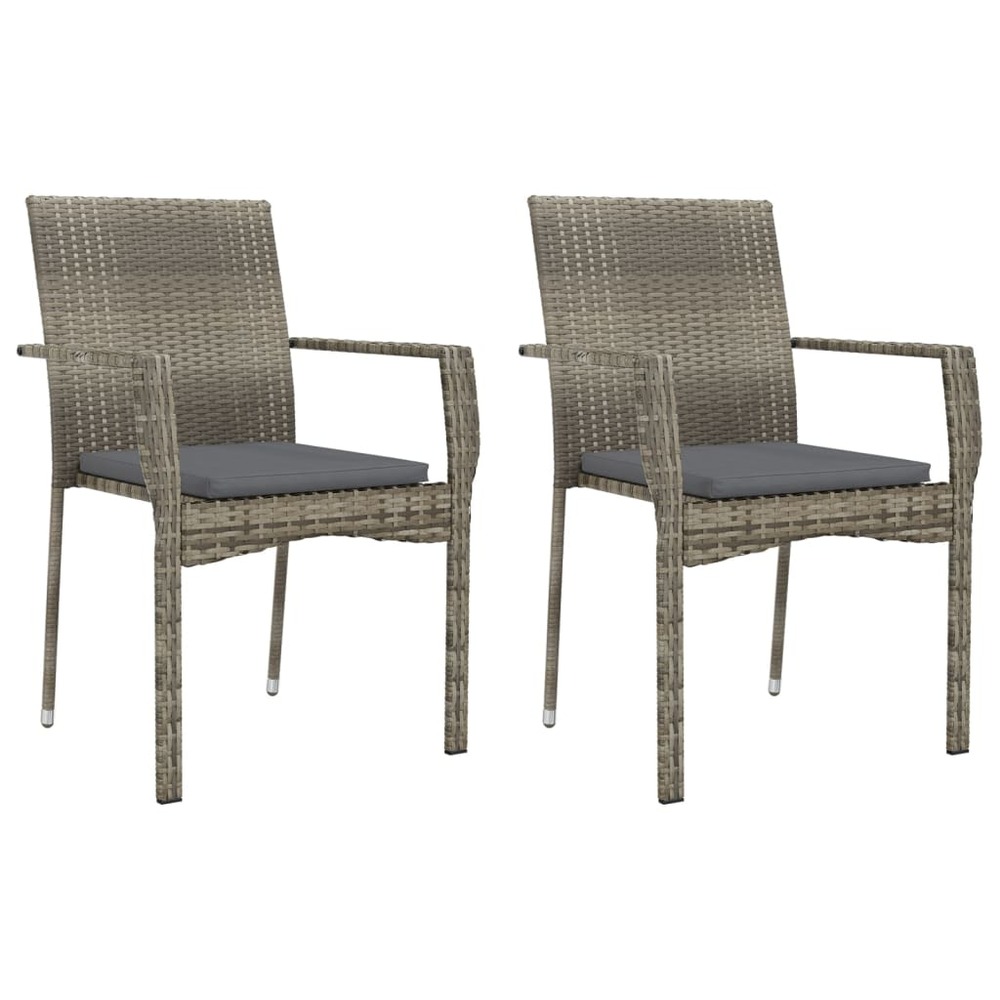 Chaises de jardin avec coussins lot de 2 résine tressée gris