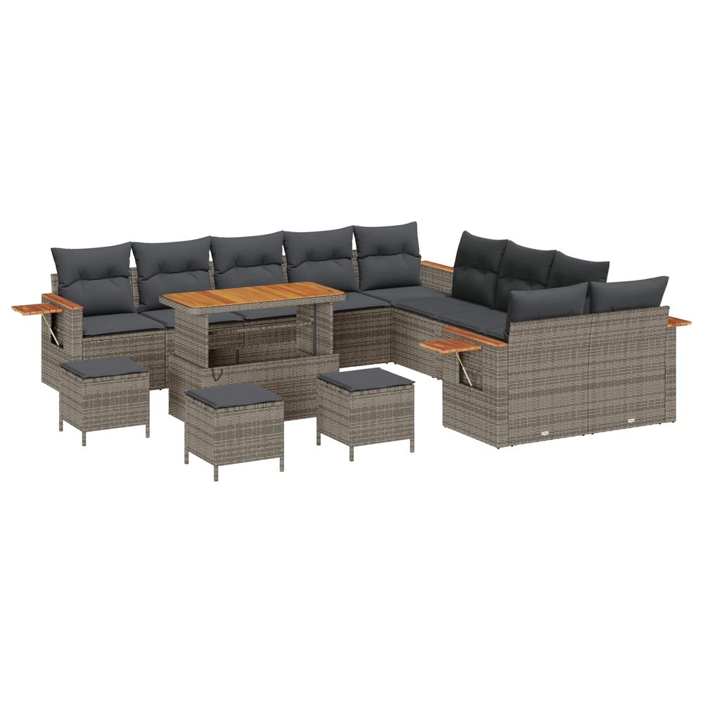 Ensemble de canapé de jardin 14 pc gris polyrotin