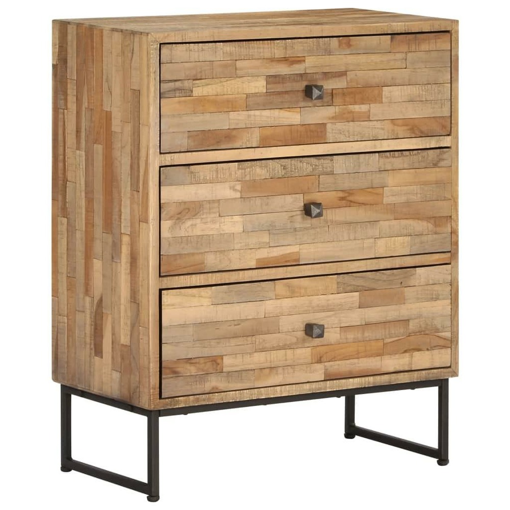 Buffet bahut armoire console meuble de rangement bois de teck recyclé 75 cm