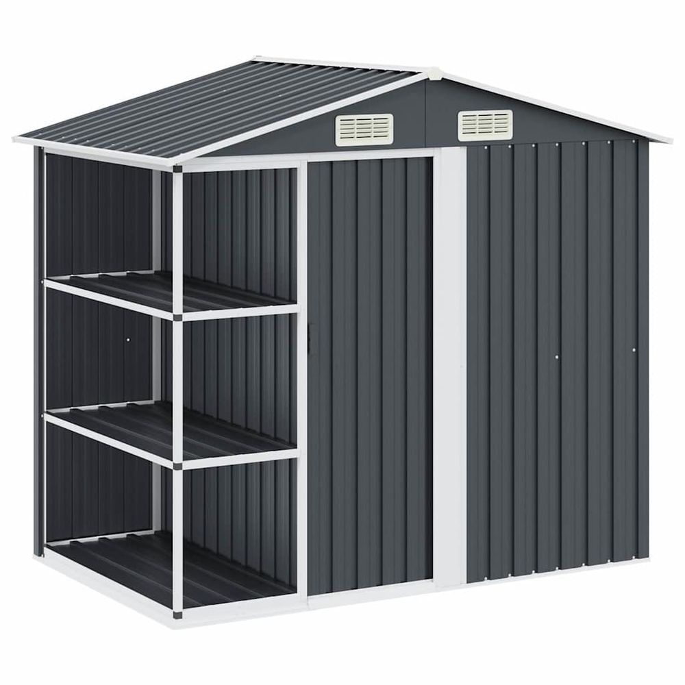 Abri de jardin avec étagère anthracite 205x130x183 cm fer