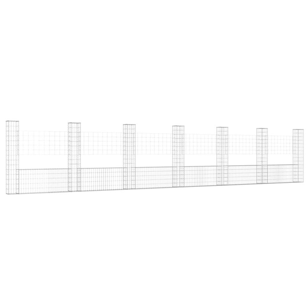 Panier de gabion en forme de u avec 7 poteaux fer 740x20x150 cm