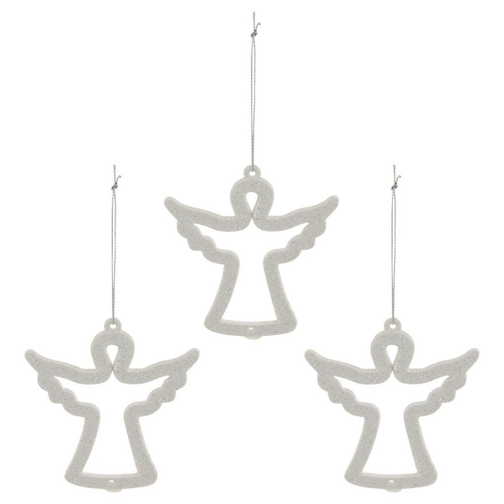 Lot de 3 sujets ange h.9cm blanc