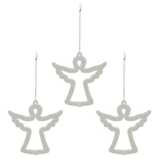 Lot de 3 sujets ange h.9cm blanc