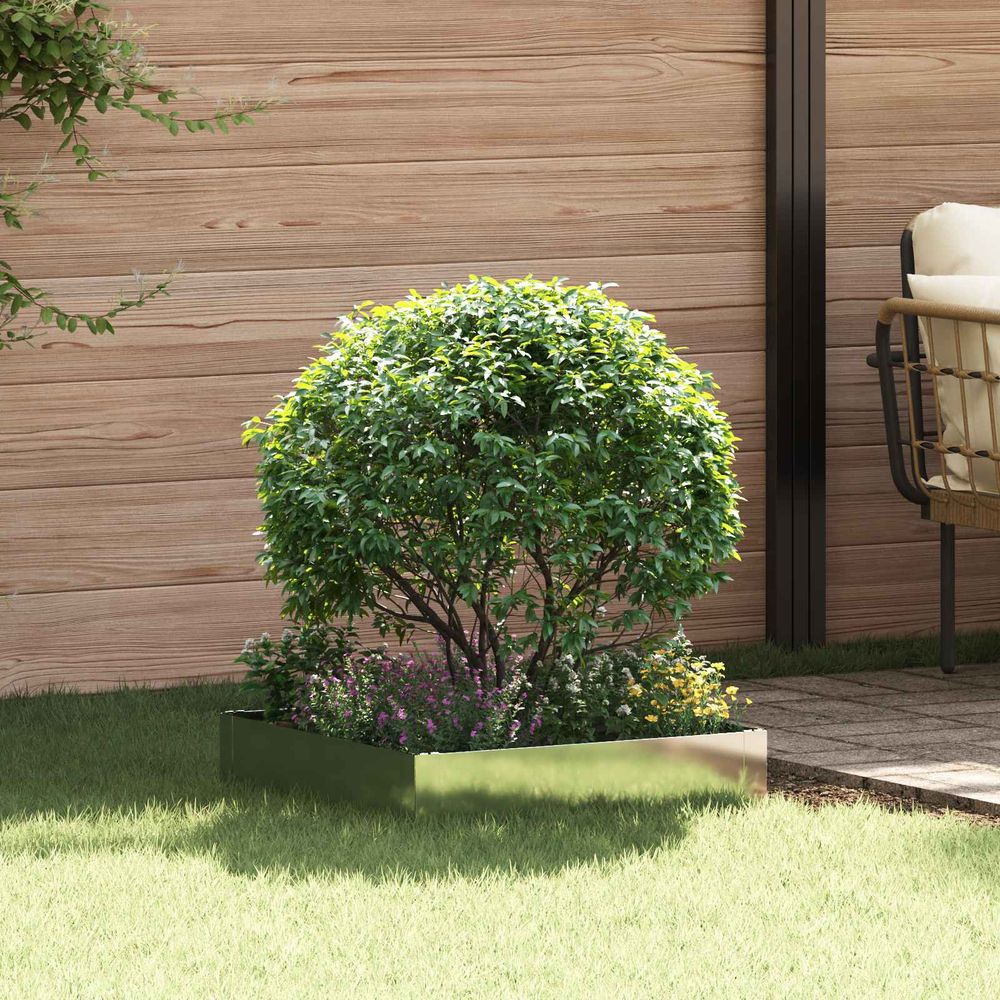 Bordure pelouse acier jardin délimitation allées plates 60x60x20cm argenté