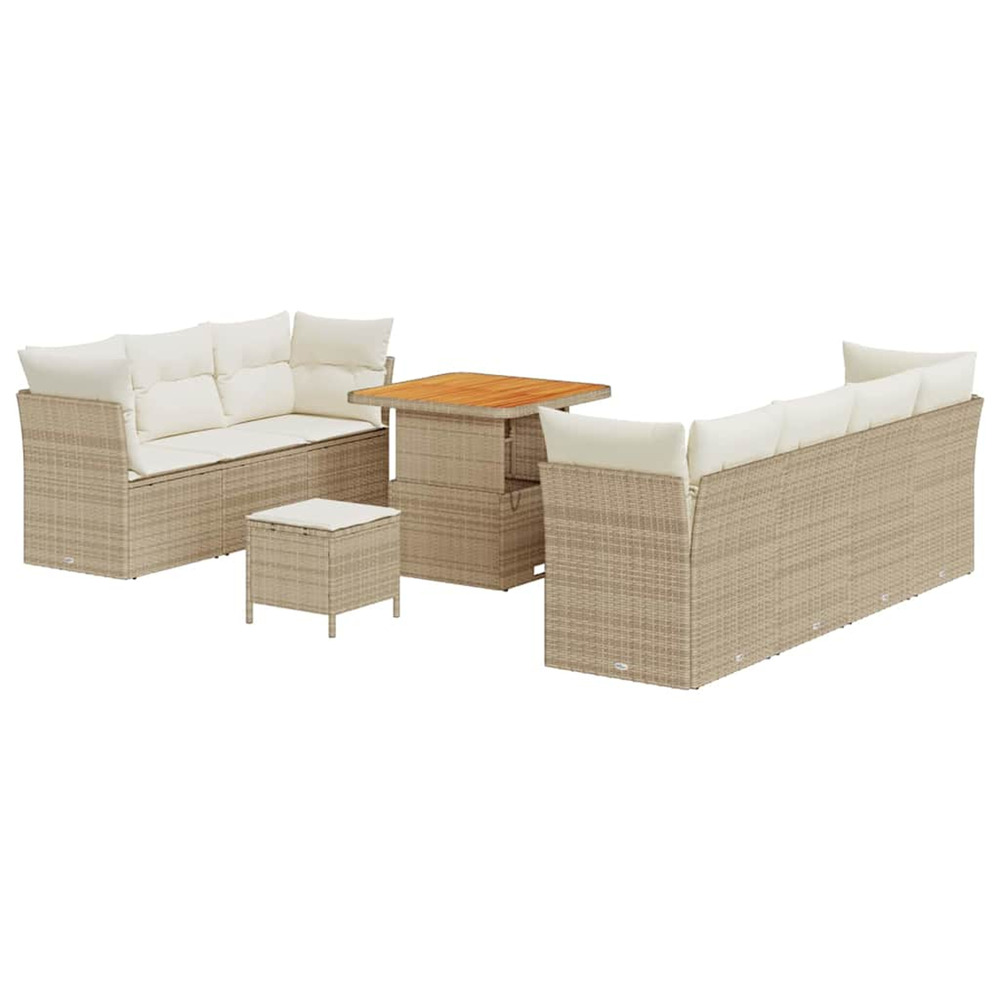 Ensemble de canapé de jardin avec coussin 10 pcs beige et crème