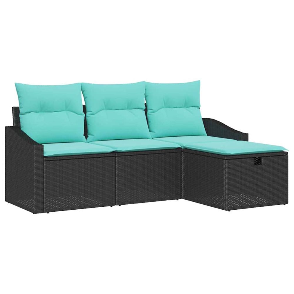 Ensemble de canapés 4 pc noir poly rotin