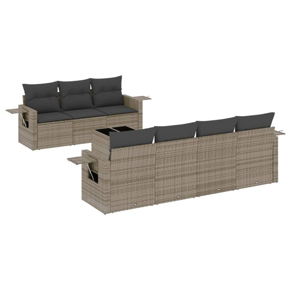 Salon de jardin 8 pcs avec coussins gris résine tressée