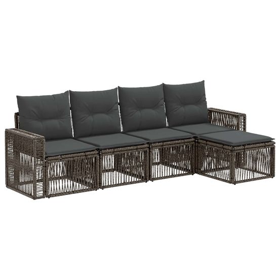 Ensemble de canapé de jardin 5 pc gris et gris foncé polyrotin