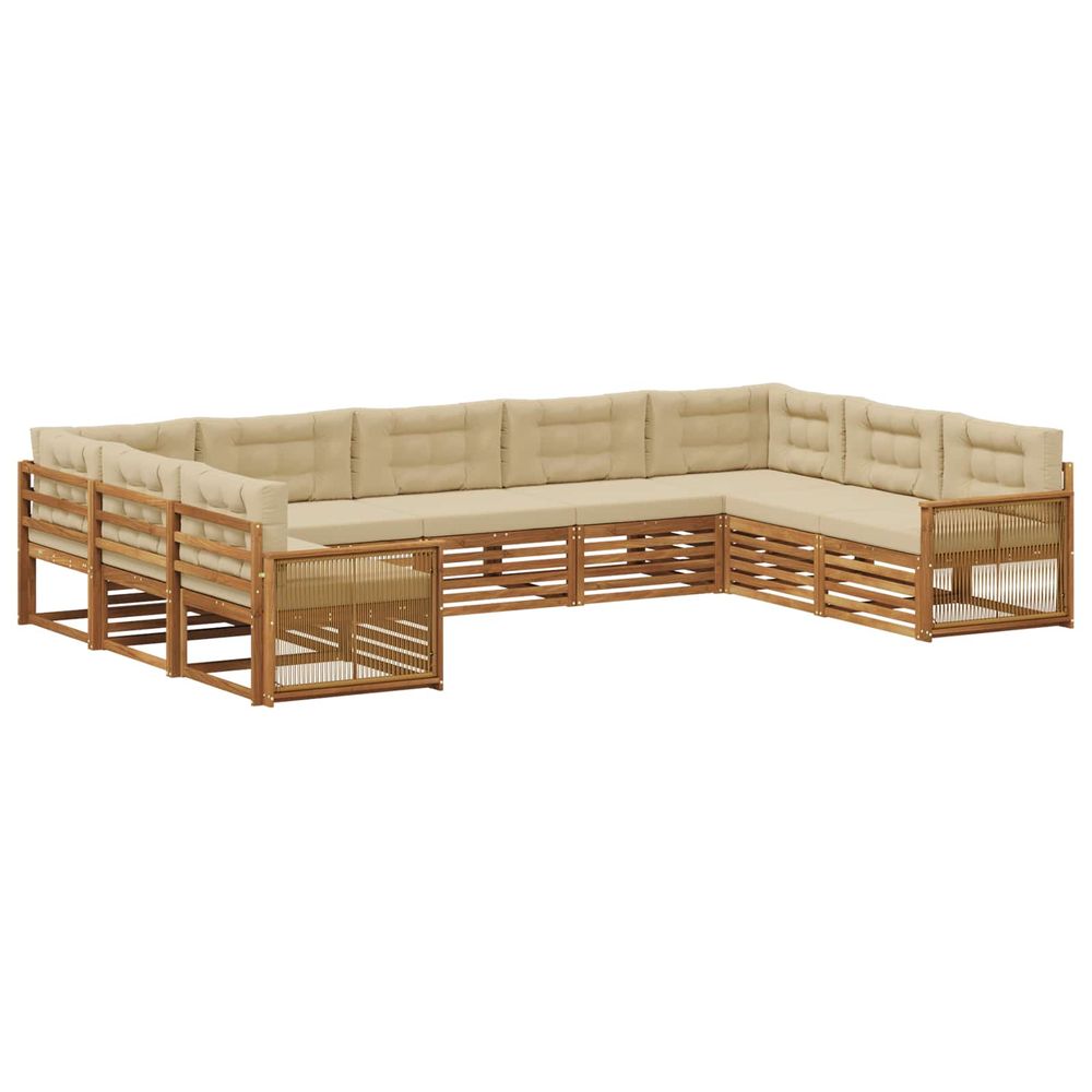 Ensemble de canapés d'extérieur 9 pc naturel et beige