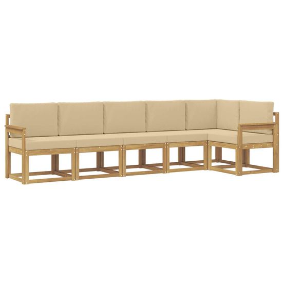 Ensemble de canapés d'extérieur 6 pc blanc et beige polyester