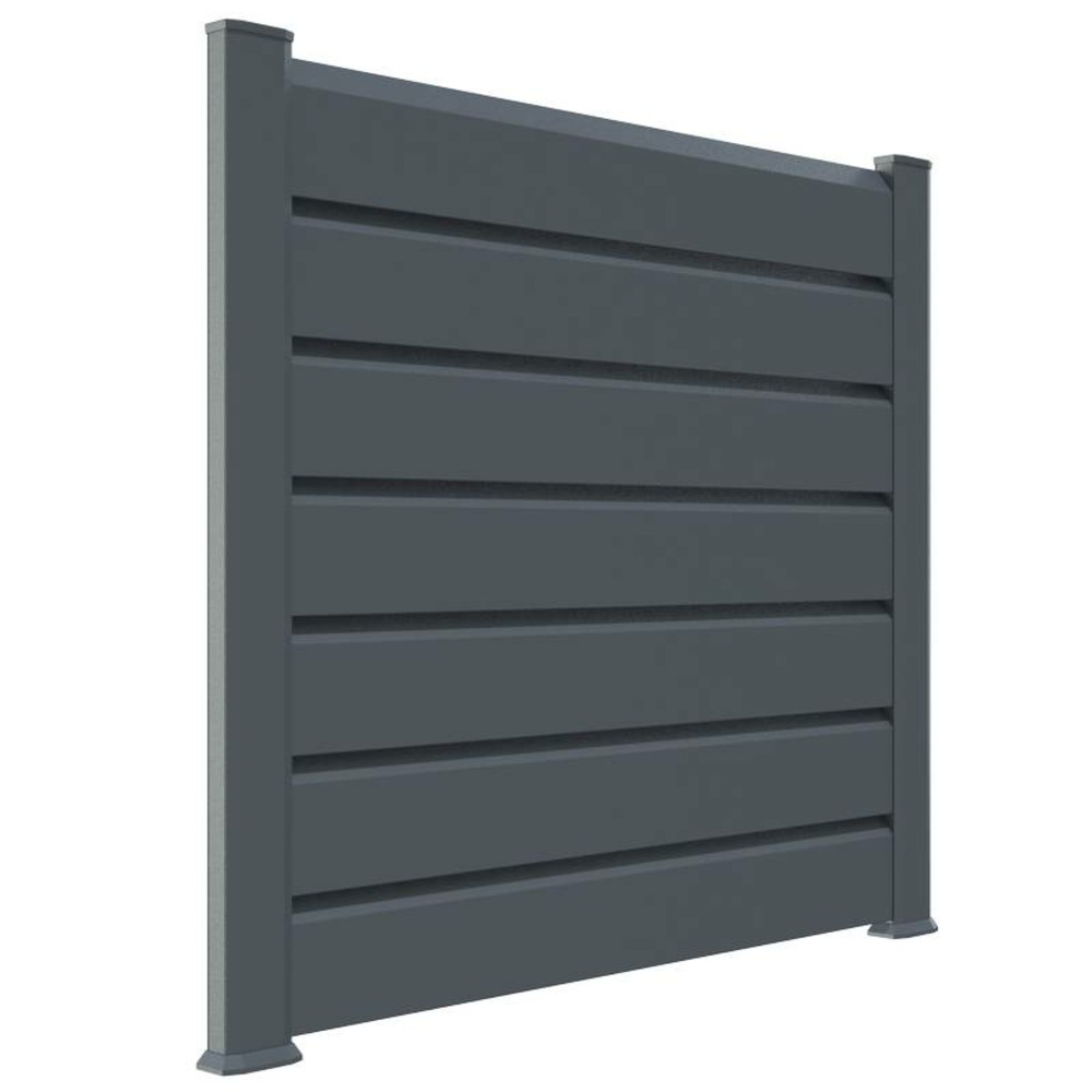 Kit cloture - lame 16cm - pvc gris - lg: 6m x h: 1m74