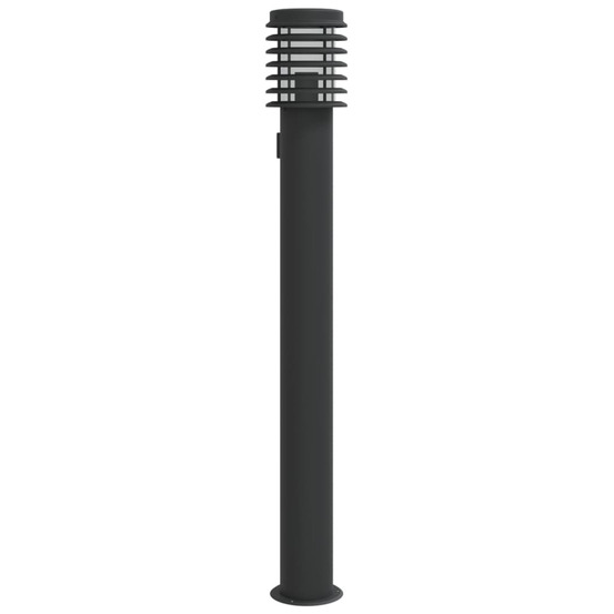 Lampadaire d'extérieur avec sortie noir 110 cm acier inoxydable