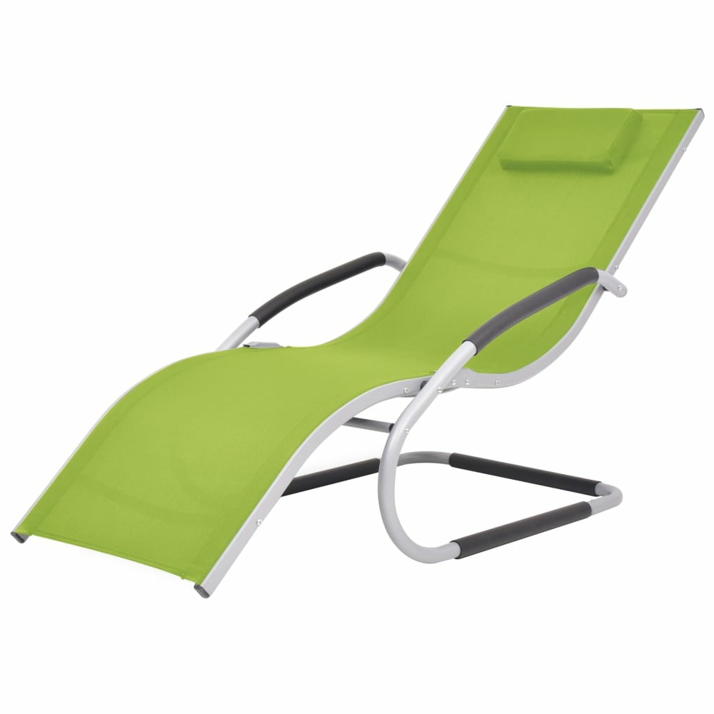 Chaise longue avec oreiller aluminium et textilène vert