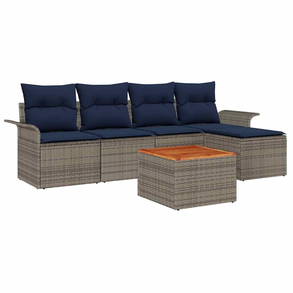 Ensemble de canapé de jardin 6 pc gris polyrotin