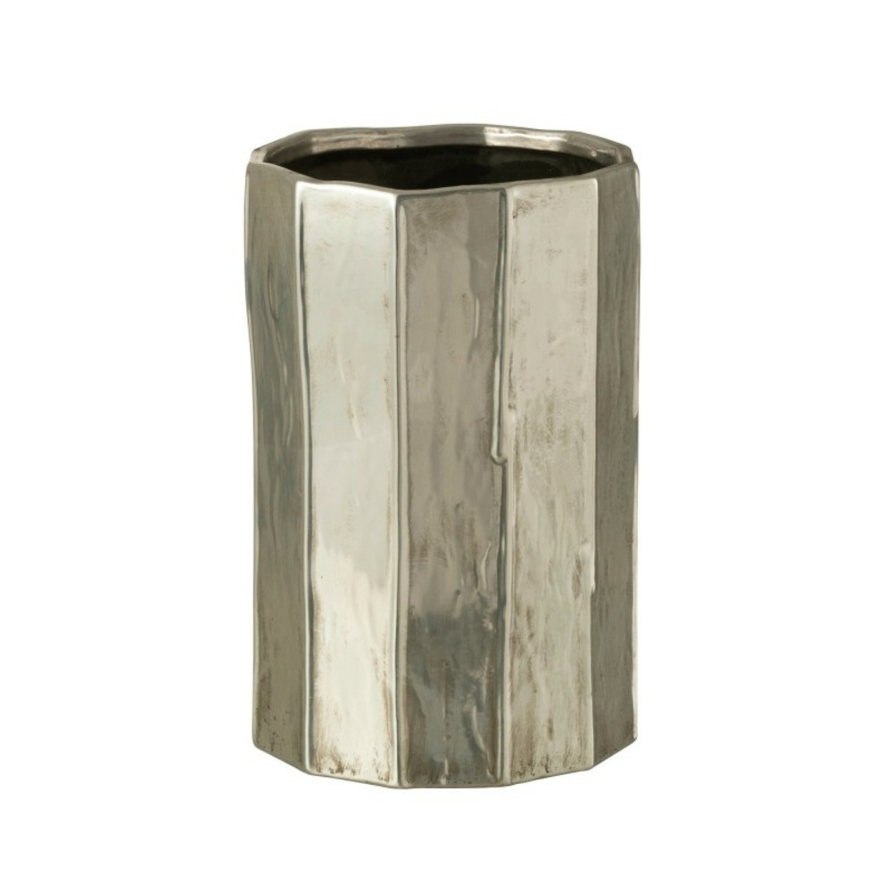 Cache-pot en céramique argent 20x20x30 cm