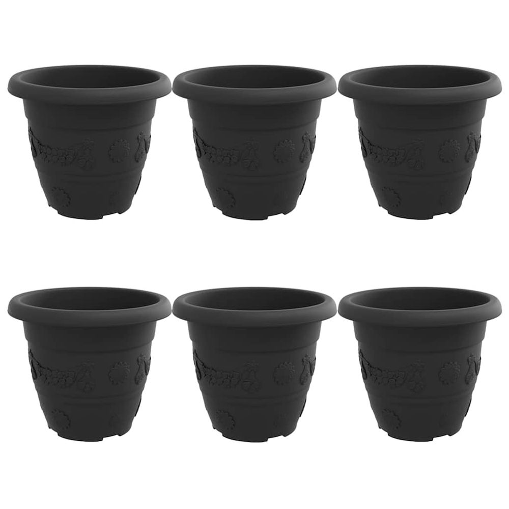Pot à fleurs rond 6 pc noir ø 26 x 21,5 cm plastique