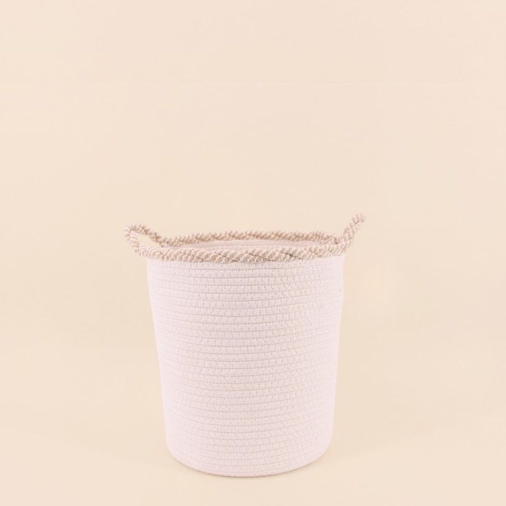 Panier rond en corde de coton finition vague 30x28cm