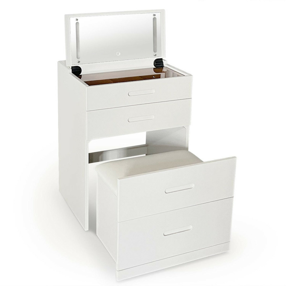 Coiffeuse compacte avec miroir led 