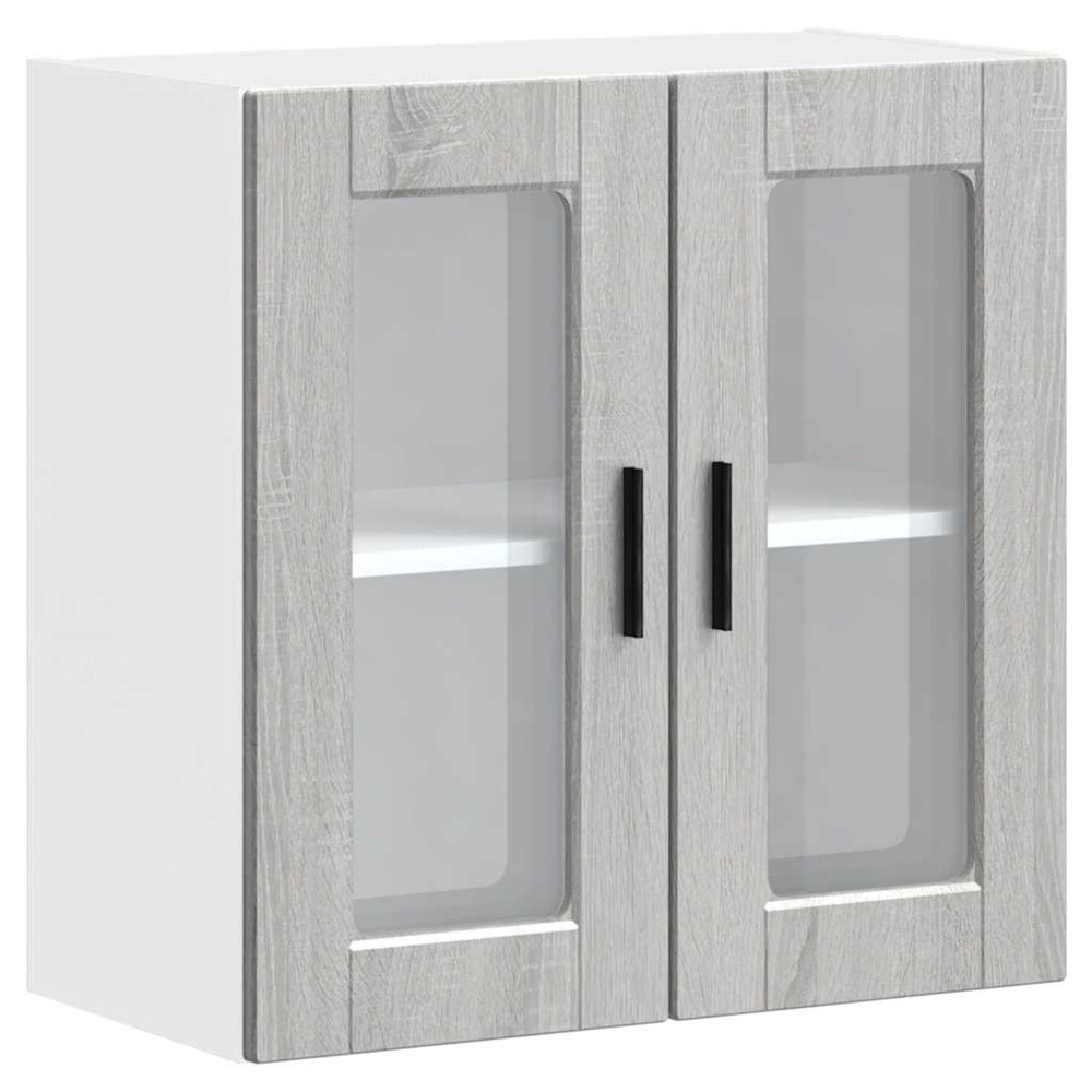 Armoire murale de cuisine avec porte en verre porto sonoma gris