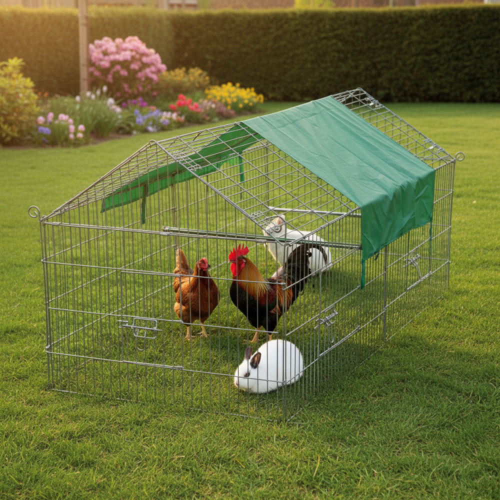 Parc enclos lapin extérieur grillage en métal pour lapins 2 x 1,02 x 0,96 m « 456 m maison été»