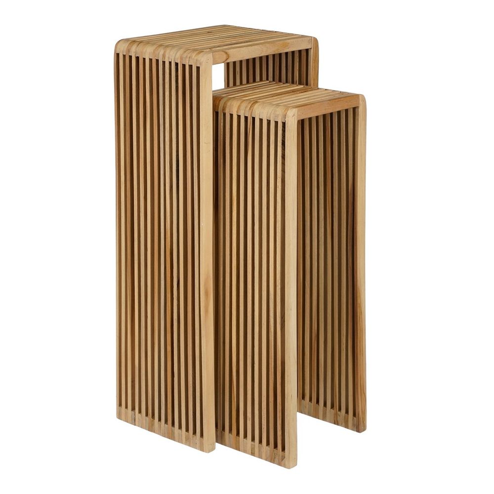 Mica decorations yonker support pour plantes - lot de 2 - l35 x l25 x h80 cm - bois recyclé - marron