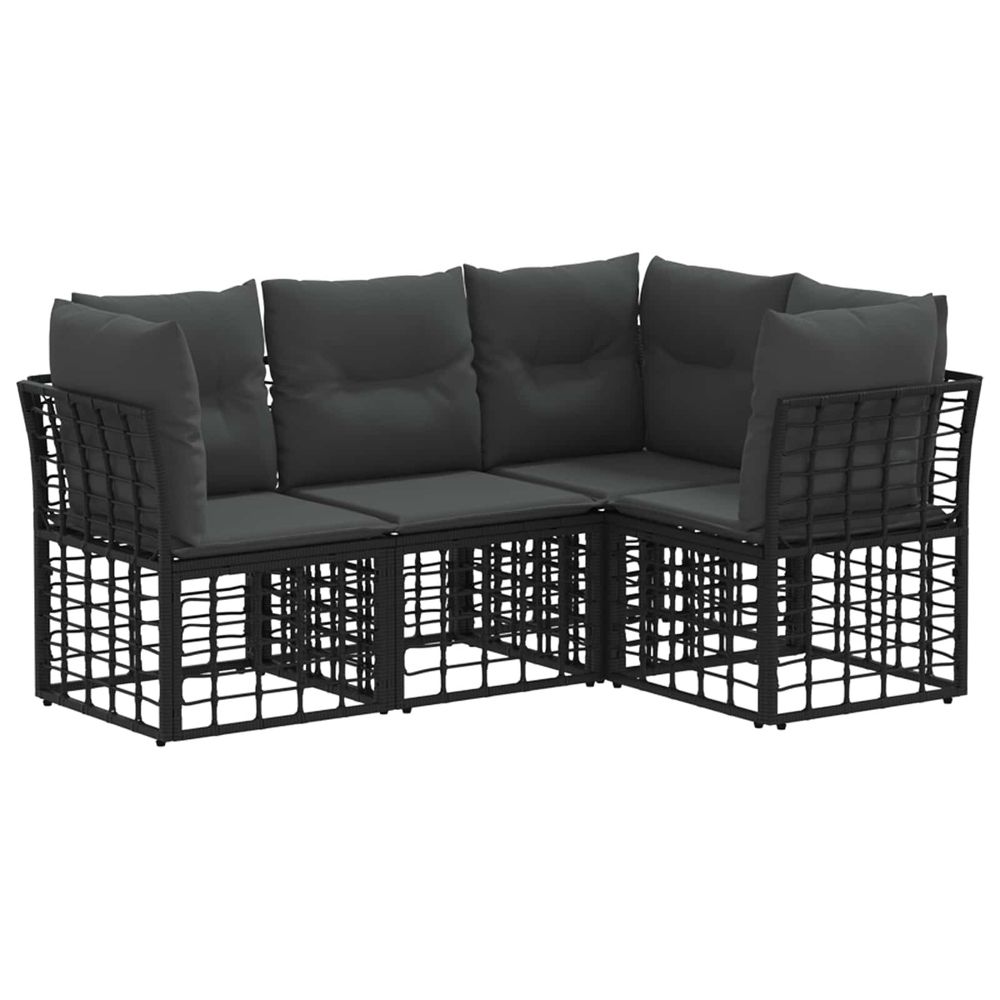 Ensemble de canapés d'extérieur noir polyester