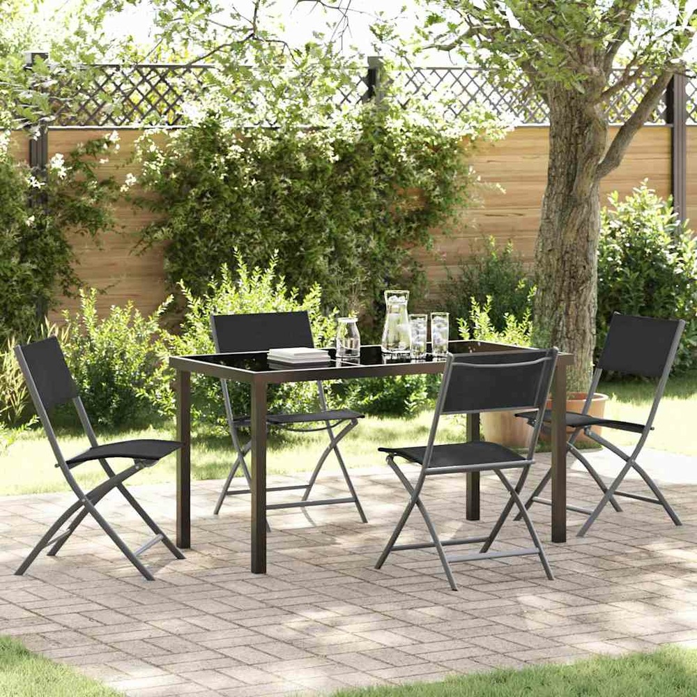 Ensemble de salle à manger pour jardin 5 pcs noir